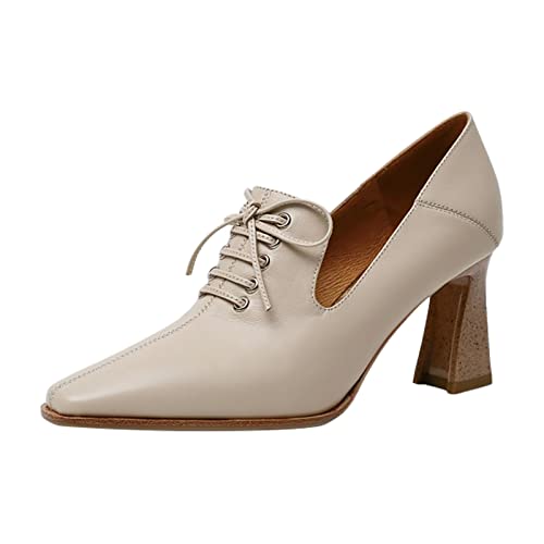 Mocassin femme à talons épais et bout pointu au style rétro anglais
