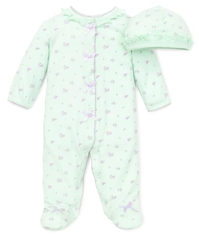 Image of Little Me Baby Clothes & Outfits - Girls One Piece Hat & Footed Sleeper Pajamas - 9 Months, Pink Floral