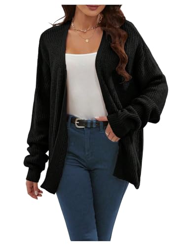 SweatyRocks Women's Chunky Oversize Open Front Cardigan Long