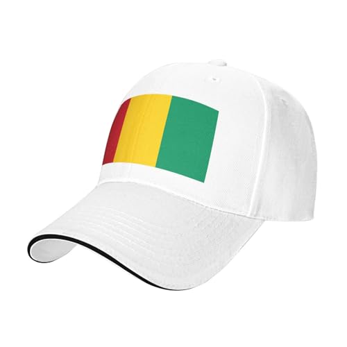 Casquette drapeau de la Guinée avec boucle magique, idéale pour l'été, l'extérieur, le golf, blanc, taille unique