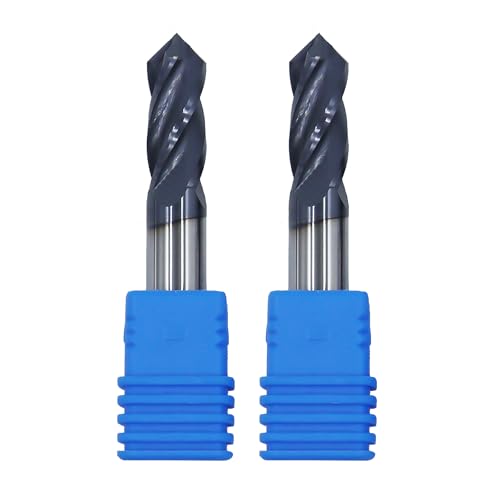 Image of 2Pcs 3 /8in Solid Carbide Drill Mill,90 Included Angle, 4 Flutes,AlTiN Coated Bits Tool for Medium Hardness Steel, Brass, Iron