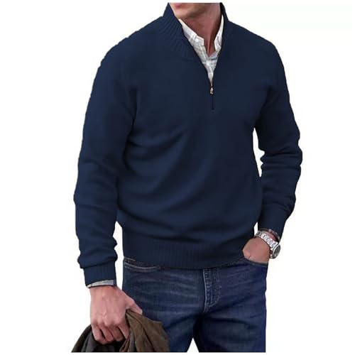 Dgoopd Quarter Zip Sweater Men Stand Collar Pullover Plus Size Knit Sweater Casual Pullover Sweater Long Sleeve Thermal Tops