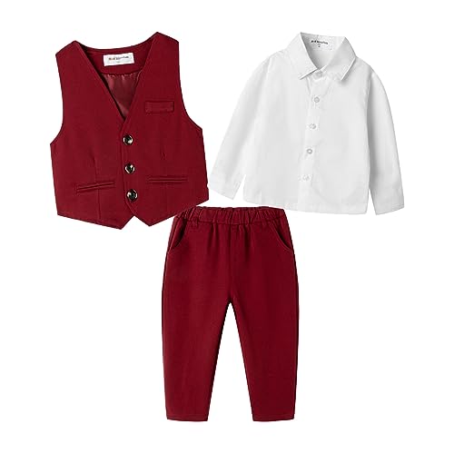 Image of Mud Kingdom Boys Suits for Weddings White Shirts, Vests and Pants Clothes Sets