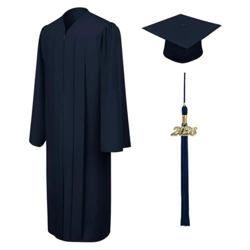 Image of CLERKMANS Unisex Matte Graduation Cap Gown Tassel Package, High School and University