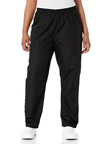 Scrub Pants for Women Workwear Originals Pull-On Elastic Waist 4200P, L Petite, Black