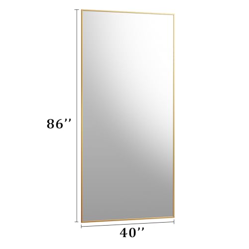 Image of BEAUTYPEAK 86 inchx40 inch Rectangle Full Body Floor Mirrors, Full Length Mirror with Stand, Large Gold Mirror for Bedroom, Dressing Room, Leaning, Standing or Hanging Horizontally /Vertically