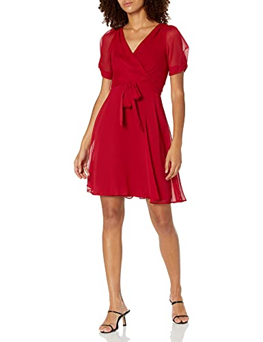 Image of DKNY Womens Sleeveless Faux Wrap Midi Dress