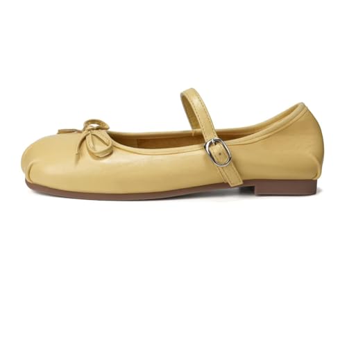 LUXINYU Women Bowknot Mary Jane Shoes Comfortable Round Toe Pu Leather Flats Buckle Strap Casual Ballet Office Shoes2