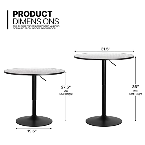 Monibloom Bar Table Kitchen Dining Table High Top Table For Home Balcony Indoor Outdoor Bistro Table 27.5''- 36" Height-Adjustable Round Cocktail Table, Silver #TOP2