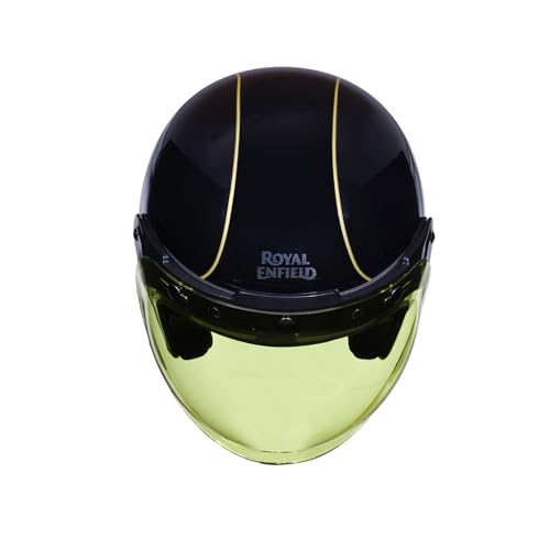 Image of Royal Enfield Bobber of Cell Open Face Helmet | Bubble Visor & Metal Beading | High-Impact ABS Shell | Certification: ISI & DOT | UV Treated Scratch Resistant Visor | Micrometric Buckle | Olive XL