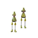 Familienpuppe aus holz: sitzendes ornament für die bücher- und schreibtischdekoration, mit lustigen und kreativen hängenden und schwingenden füßen, beliebt bei kindern.