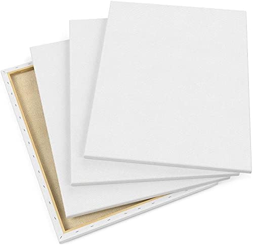 Arteza Stretched Art Canvas, Pack of 4, 45.7 x 61 cm, 8 oz Gesso Primed, 100% Cotton White Blank Canvases for Acrylic Painting and Pouring