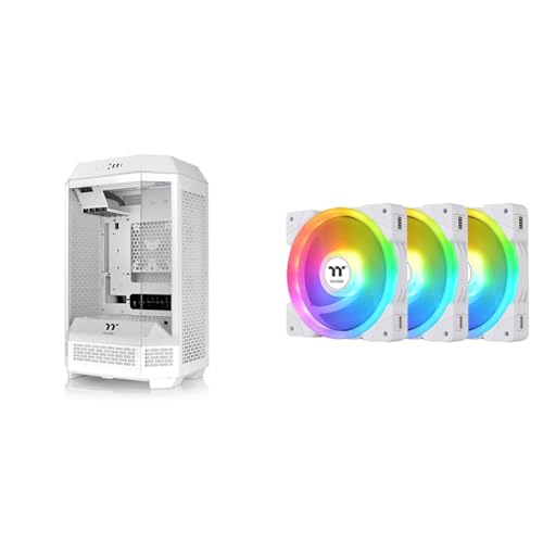 Gabinete Tower 300 Snow Micro-ATX con 3 ventiladores magnéticos ARGB Thermaltake de 140mm miniatura 1