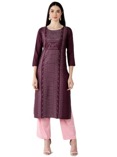 Image of Vaamsi Women's Crepe a-line Kurta (VPK1651E XS Maroon)