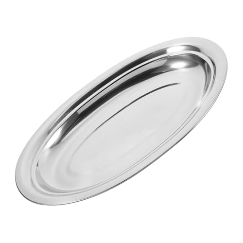 Gatuida ステンレス製 楕形蒸し魚皿 食品保存対応 家用スナックプレート ホテル 中華料理店向け 簡単洗浄可能 耐久性に優れた多用途ディッ