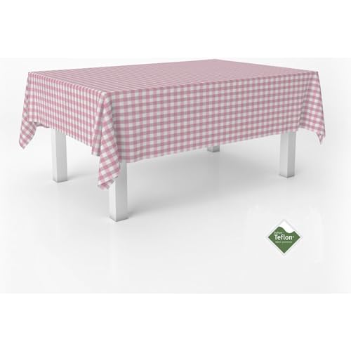 ECOMMERC3 | Mantel Antimanchas Vichy para Mesa Rectangular Tamaño 100x140 cm - Mantel Vichy Tacto Extrasuave e Impermeable Color Rosa