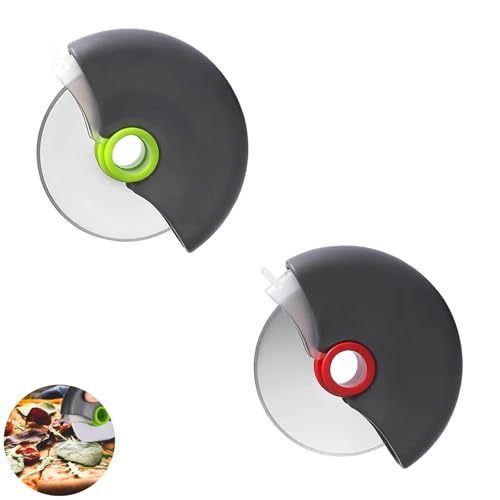 2 Pcs Stainless Steel Pizza Cutter Disc Pizza Cutter with Protective Cover Wheel Easy to Clean for Making Bread and Pizza
