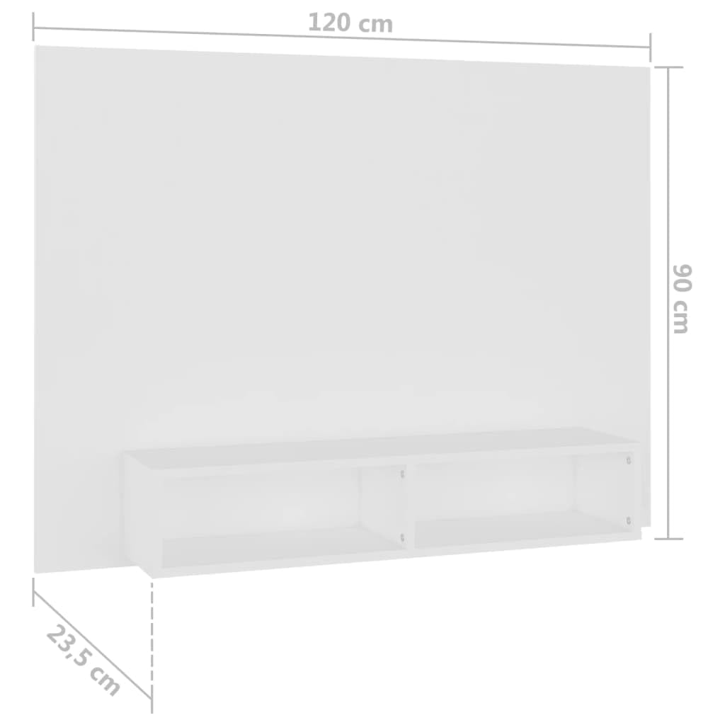 Mueble de pared para TV, color blanco, 120 x 23,5 x 90 cm, material de madera – Moderno mueble de TV colgante con compartimentos abiertos – Mueble bajo flotante para TV Salón – Mueble