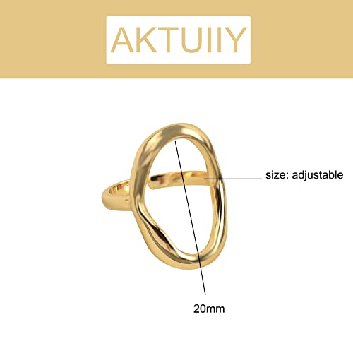 Oval Round Loop Open Statement Ring for Women Fashion 18K Gold Plated Ring Classic Oval Adjustable Ring Dainty Promise Minimalist Rings Jewelry for Women4