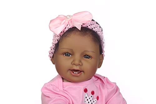 iCradle Real Life Reborn Babypuppe, weiches Silikon, realistisch aussehende Puppen, schwarze Haut, Prinzessin, Mädchen, indischer afrikanischer Stil, Baby-Puppe, Spielzeug für Kinder ab 3 Jahren, 55 – Bild 4