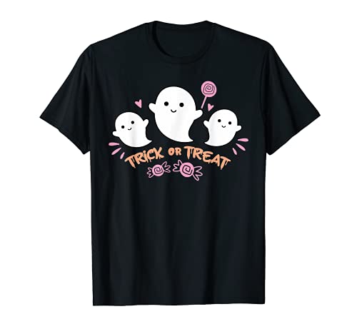 Trick or Treat Girl Ghost Squad Pink Halloween Candy Kids T-Shirt