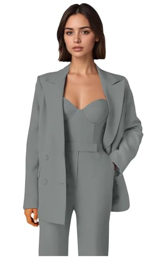 Women's 3 Piece Suit Peak Lapel Double Breasted Suits for Women Business Office Tuxedo Blazer Pants Suit for Work