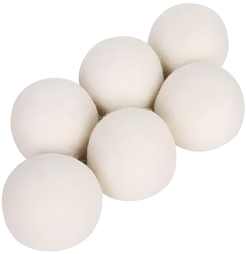 6 Pack Felt Dryer Balls – Wool Dryer Balls for Reducing Drying Time, Eliminating Static & Wrinkles, Removing Lint, Pet Hair, Odors – Reusable Cat Toy Included (Non-Food Use)