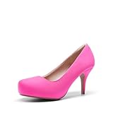 DREAM PAIRS Tiffany Women's New Classic Elegant Versatile Low Stiletto Heel Dress Platform Pumps Shoes,Size 8.5,Fuchsia/Suede,TIFFANNY