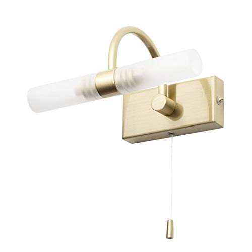 LITECRAFT Crista Wall Light Bathroom 2 Arm with Pull Switch - Satin Brass