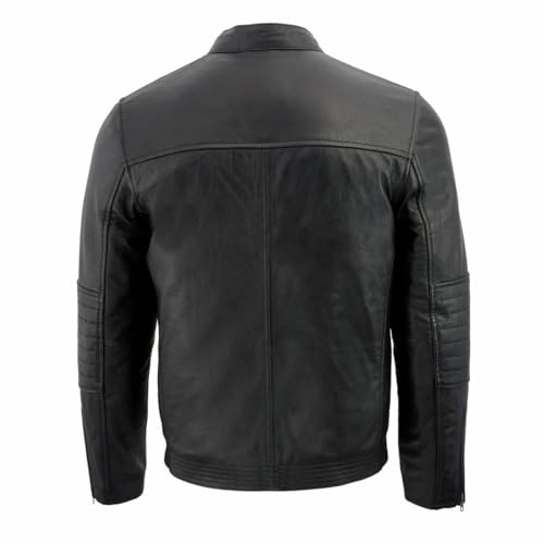 Milwaukee Leather SFM1806 Men's Black Euro Collar Cafe Style Leather Jacket2