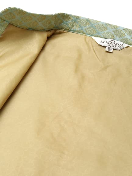 Image of SOJANYA (Since 1958, Men's Silk Blend Grey Kurta Pyjama & Silk Blend Jacket Combo
