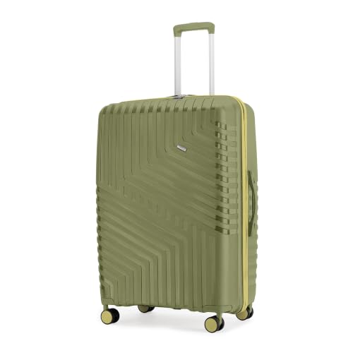 Image of Core Medium Check-in Suitcase 65 cm 24 inch Polypropylene Hard Trolley Bag, 8 Spinner Wheels, Recessed Number Lock, Lightweight Luggage for Men & Women Moss Green /Lunar Yellow