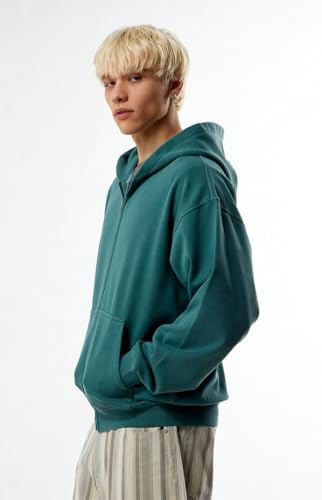 PacSun Men's Green Vintage Washed Full Zip Hoodie3