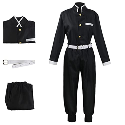 UZAIN Mens Cosplay Costume Japanese Anime Cosplay Black Team Uniform Kimonos Outfit With Belt (M Black)