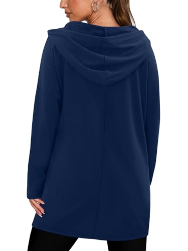 KISSMODA Women Hoodies Dress Long Sweatshirts Dress Raglan Sleeves Oversized Sweatshirts with Pocket 2025 Fall Winter Trendy