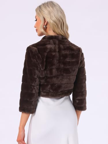 Allegra K Women's Bolero Jacket for Evening Dresses Open Front Cropped Fluffy Faux Fur Shrug4