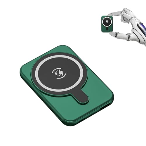 10 000 mAh trådlös powerbank, 22,5 W mini externt batteri, Yarvoney ultratunn och lätt magnetisk snabbladdning Powerbank för iPhone Samsung Huawei Xiaomi surfplattor uppvärmd väst etc (grön)