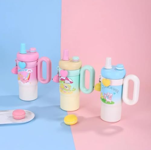 Image of Fancy Kitchen Cartoon Kids Tumbler - 850ml Stainless Steel Double-Walled Travel Mug - Leak-Proof, BPA-Free with Straw - Perfect for School & Outdoor Use. (Travel Blue)