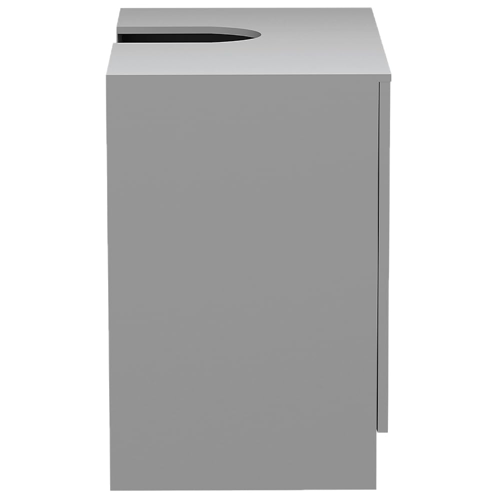 BAKAJI Mobile Sottolavabo da Bagno Linea Pietra in Legno MDF, Copricolonna con 2 Ante, Mobiletto Lavabo Moderno Salvaspazio, Armadietto da Terra per Lavandino Capiente, 55 x 66 x 37 cm (Grigio)