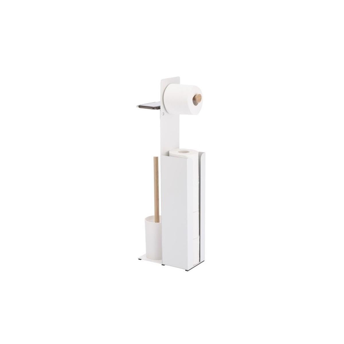 Spirella Combiné WC avec Support Smartphone Acier & Bambou Yoni Blanc Mat