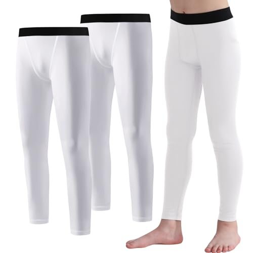 2 Pack Boys Compression Leggings Pants Tights Youth Kids Athletic Base Layer Sport Cold Gear for Basketball Running