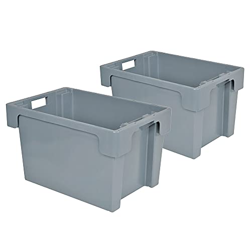 BRB 2 Drehstapelbehälter, LxBxH 600x400x350 mm, 60 L, grau, Boden/Wände geschlossen