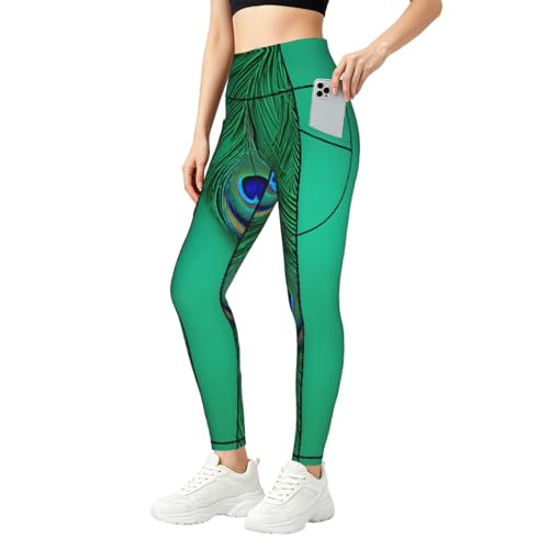Pantalones de yoga para correr con control de abdomen y bolsillos