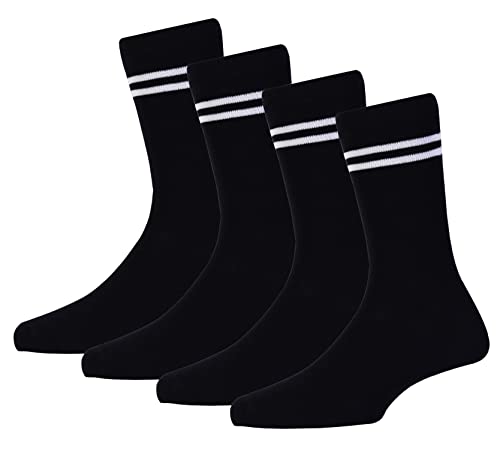 Image of RC. ROYAL CLASS Boys & Girls Striped Organic Cotton Calf Length School Socks for Kids, Anti Odour Soft and Breathable Uniform Socks (Pack of 4 Pairs)