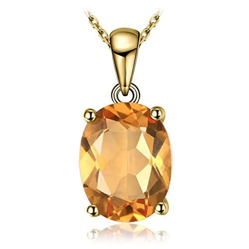 JewelryPalace Natural Gemstone Garnet Peridot Amethyst Citrine Blue Topaz Birthstone Solitaire Pendant Necklace Jewelry Set, 14k Gold Plated 925 Sterling Silver Necklaces for Women, 18 Inch Box chain