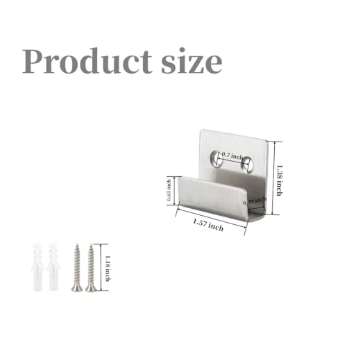 Image of Tile Display Wall Hanger, 8 Pcs Stainless Steel Wall Mount Brackets Hook, Heavy Duty Tile Hanger for Mirrors, Picture Frame Ceramic Wall Display (Silver Inner Width 10mm /0.39 inch)