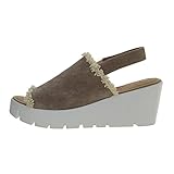 Bernie Mev Women's Venti Fringe Wedge Sandal (Taupe, US Footwear Size System, Adult, Women, Numeric, Medium, 9)