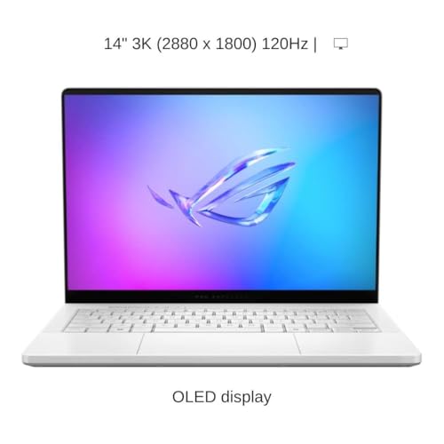 Image of HIDevolution [2025] ASUS ROG Zephyrus G14 GA403UM [White] 14 inch 3K 120Hz OLED, 4.0 GHz Ryzen 9 270, RTX 5060, 16GB LPDDR5X RAM, 4 TB PCIe SSD, Windows 11 Pro
