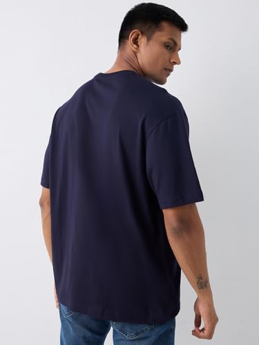 Image of Spykar Men's Oversized Round Neck Half Sleeve Solid Casual T-Shirt