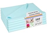 500 Sheets Light Blue Tissue Paper Bulk - Large 20 x 30 Inches Recyclable Wrapping Tissue Paper Bulk for Gift Bags Weddings Birthday Christmas Gift Wrapping DIY Project Crafts Decor